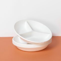 9" Round Deep Plate - D 9"3 Compartment- 1/200- Sugarcane  