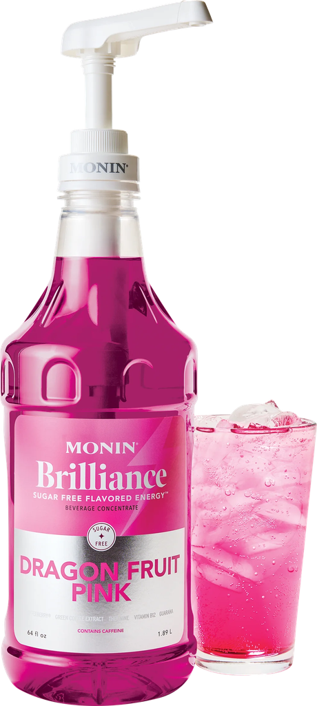MONIN Brilliance Sugar Free Dragon Fruit Pink Natural Energy 64oz       