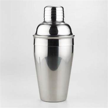 Cocktail Shaker - 3 Piece Wide Cap Deluxe - Stainless Steel - 24 Ounce