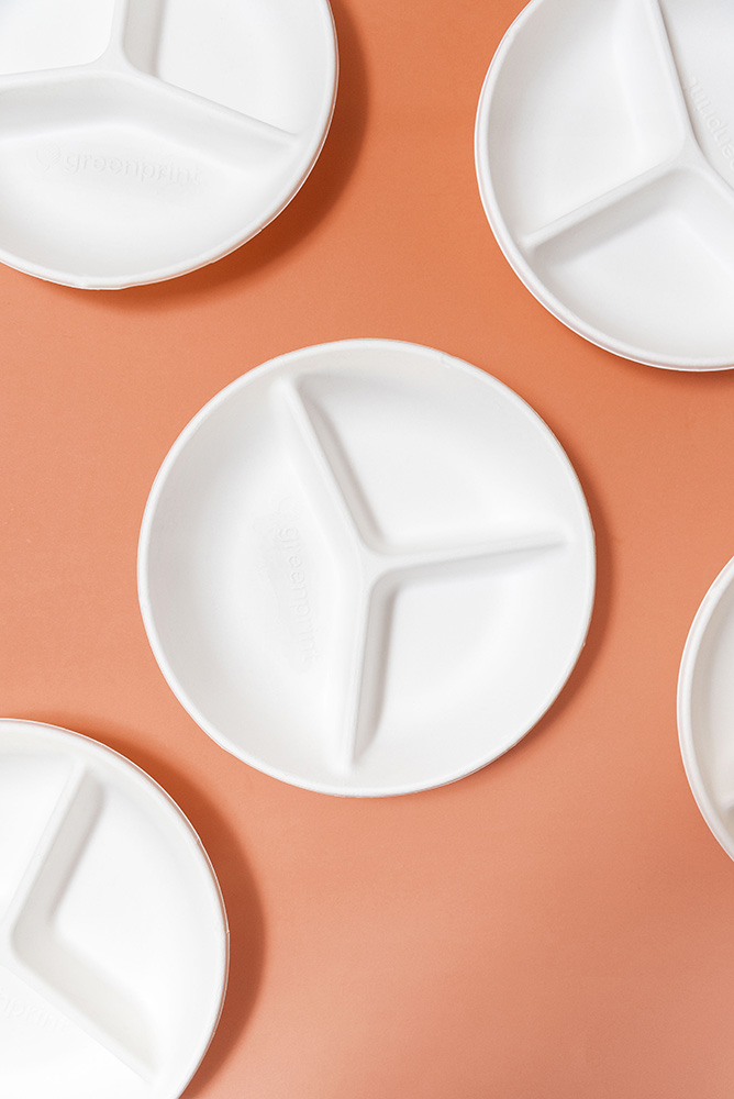 9" Round Deep Plate - D 9"3 Compartment- 1/200- Sugarcane  