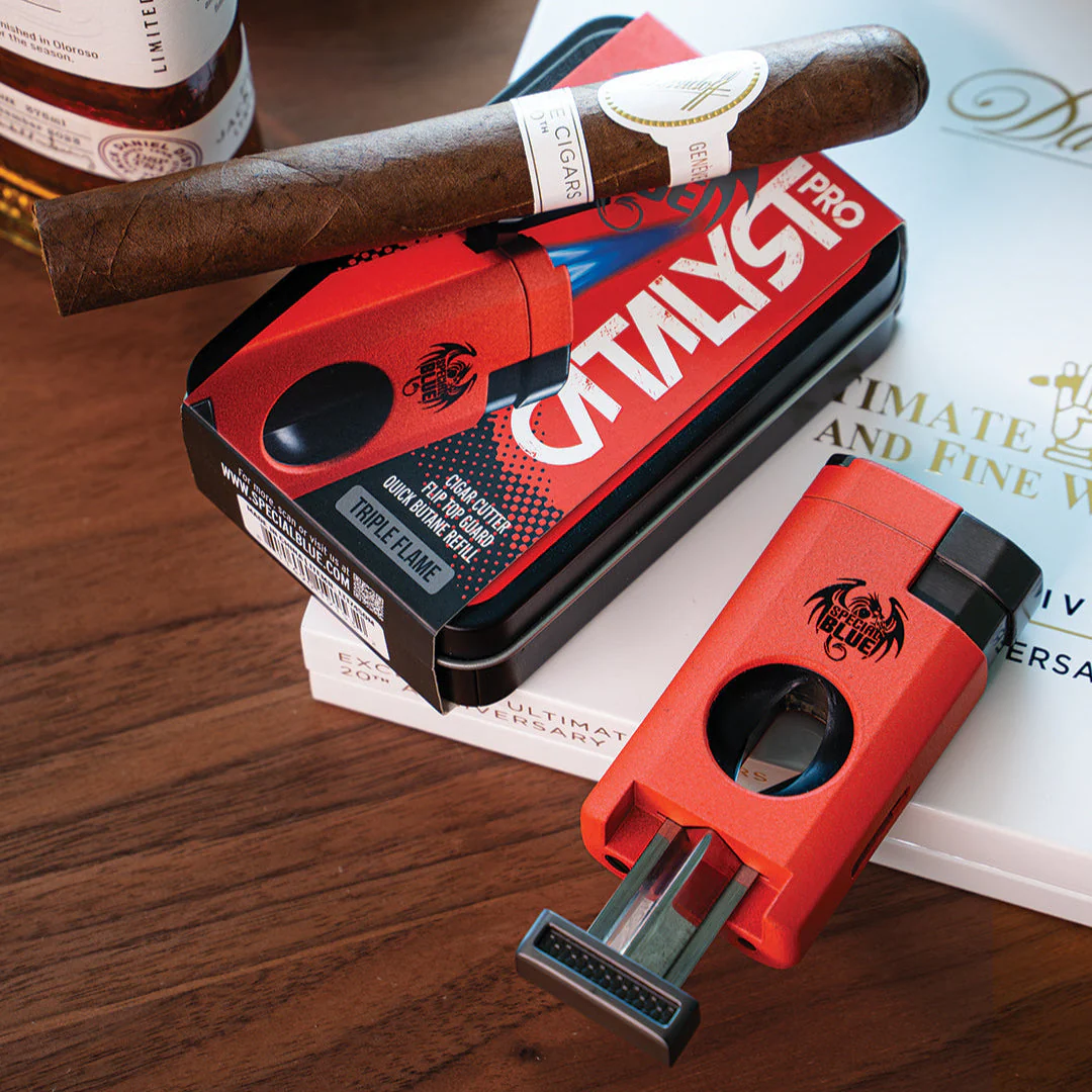 SPECIAL BLUE CATALYST PRO CIGAR LIGHTER with CUTTER- SAFETY ORANGE