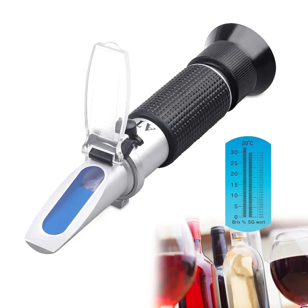 Brix Refractometer with ATC - Tiaoyeer Digital Handheld Refractometer for Beer, Wine, Brewing, Dual Scale-Specific Gravity 1.000 -1.130 and Brix 0-32% 