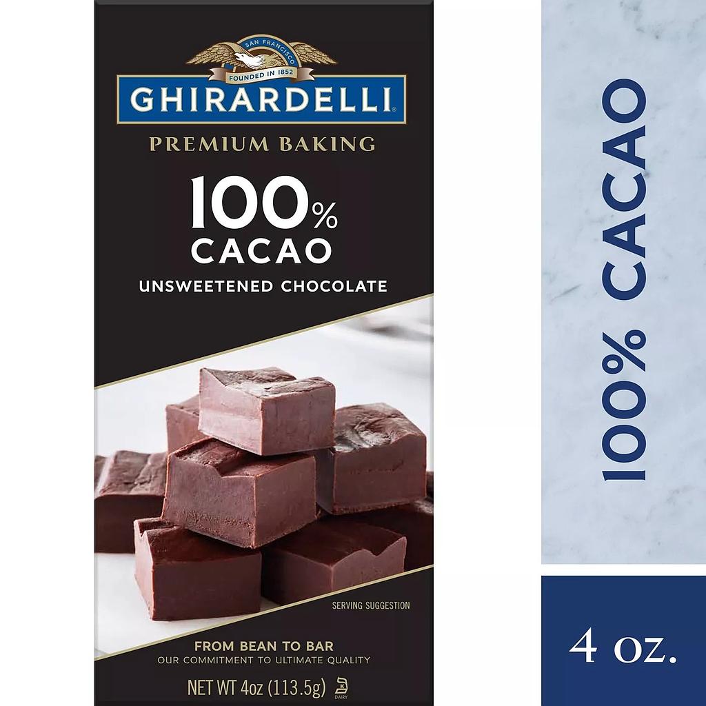 GHR 100% Cacao Unsweetened Chocolate Baking Bar
