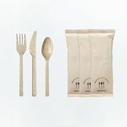 [3CMP200] Combo 3: Natural Agave 50 Take Out sleeves, Fork, Knife &amp; Napkin