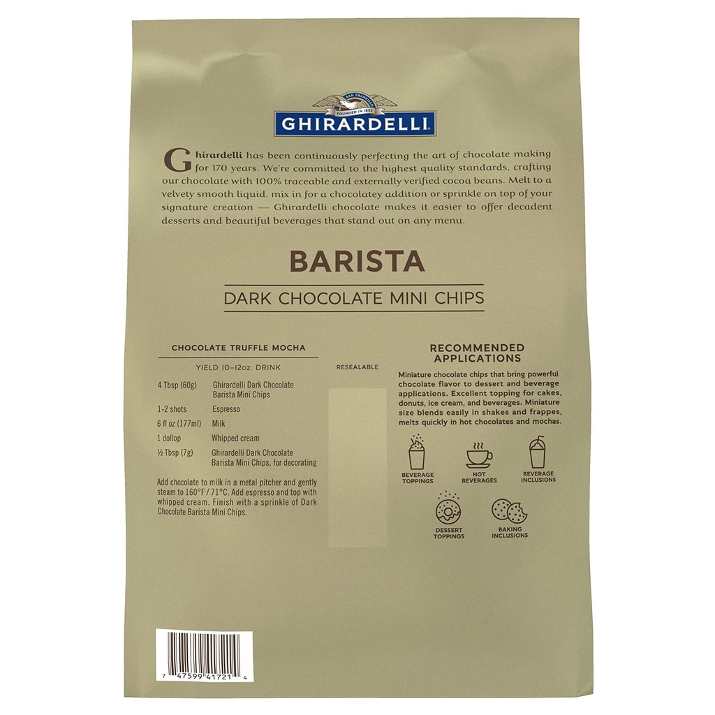 Barista Dark Chocolate Mini Chips Bag 5lb