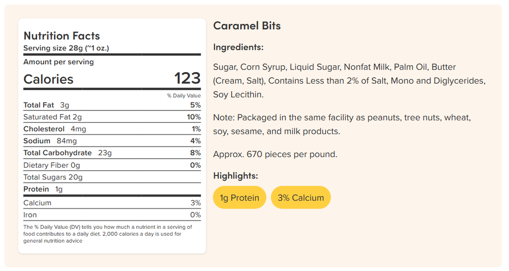 Caramel Bits 1lb bag