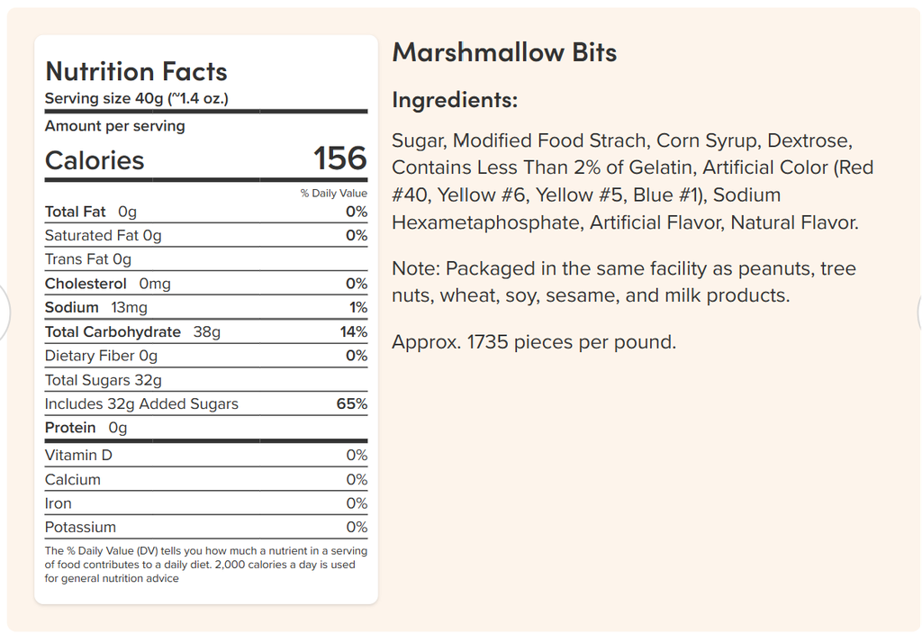 Marshmallow Bits 1 lb Bag