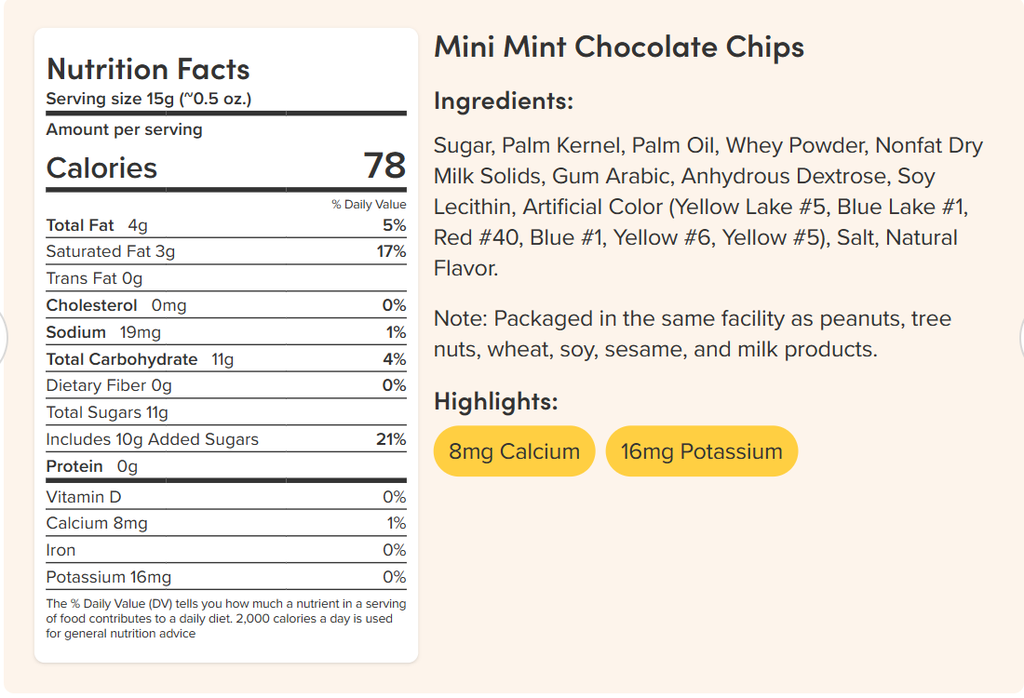 Mini Mint Chocolate Chips 1 lb Bag