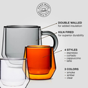 Heart Double- Wall Glass Mug (8oz) Amber Set of 2