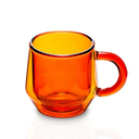 Heart Double- Wall Glass Mug (8oz) Amber Set of 2