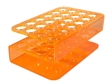 Test Tube Shooter Tray Rack Plexi 24 Hole Blank (Neon Orange)
