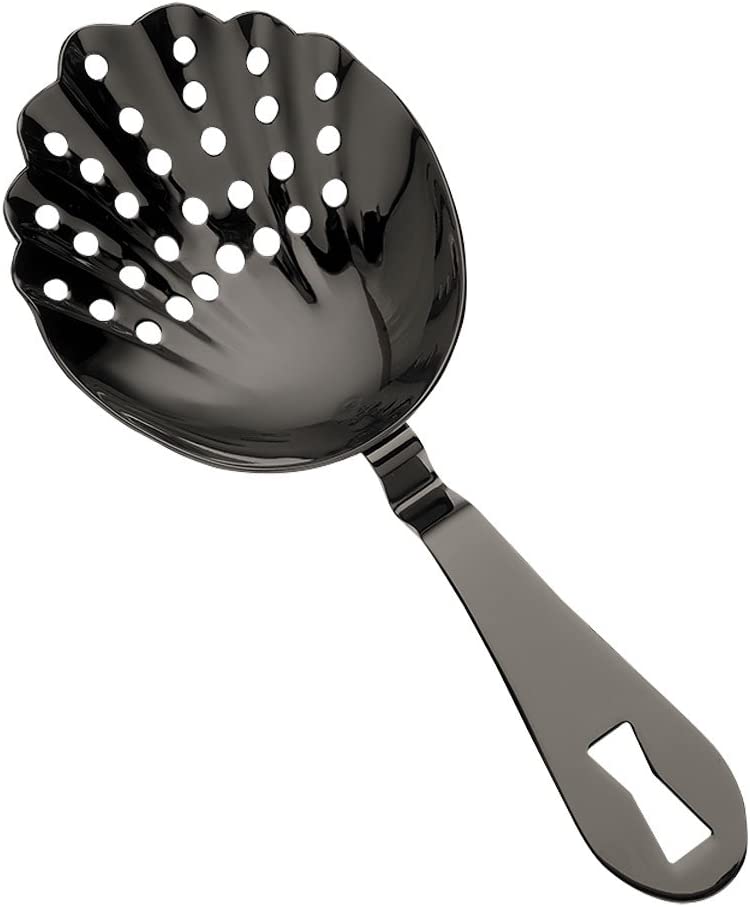 Scalloped Julep Strainer Gun Metal Black