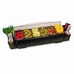 [CH-6-1QT-POCKETS-BLK] Condiment Holder (6) 1-Quart Fruit Trays with Straw Holders