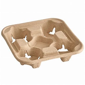 [30499] Pulp Paper 4 Cup Carrier Brown 1/50