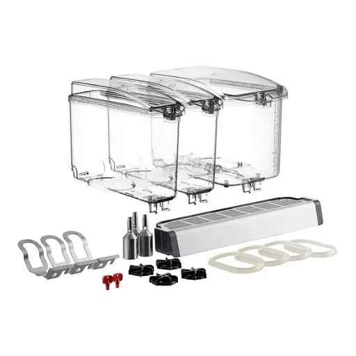 [LV606613] CRATHCO 4.75 Gallon and 2.4 Gallon Bowls with Polycarbonate Lids for Triple Premix Cold Beverage Dispenser (Bowls & Parts)