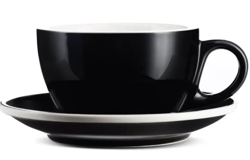 Porcelain Latte Cup & Saucer - Black (8oz/252ml) 