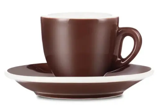 [EPSD3BROWN] Porcelain Espresso Cup & Saucer - Brown (2oz/70ml) 