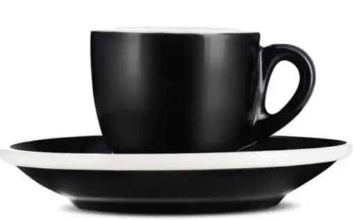 Porcelain Espresso Cup & Saucer - Black (2oz/70ml)  
