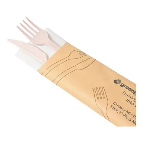 [3CMP200] Greenprint Combo 3: Natural Agave 1/200 Take Out Sleeves, Fork, Knife & Napkin