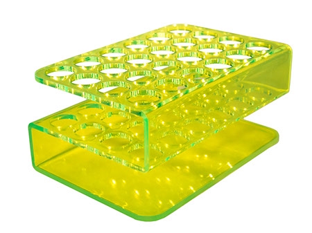 [4020-0004] Test Tube Shooter Tray Rack Plexi 24 Hole Blank (Neon Yellow)